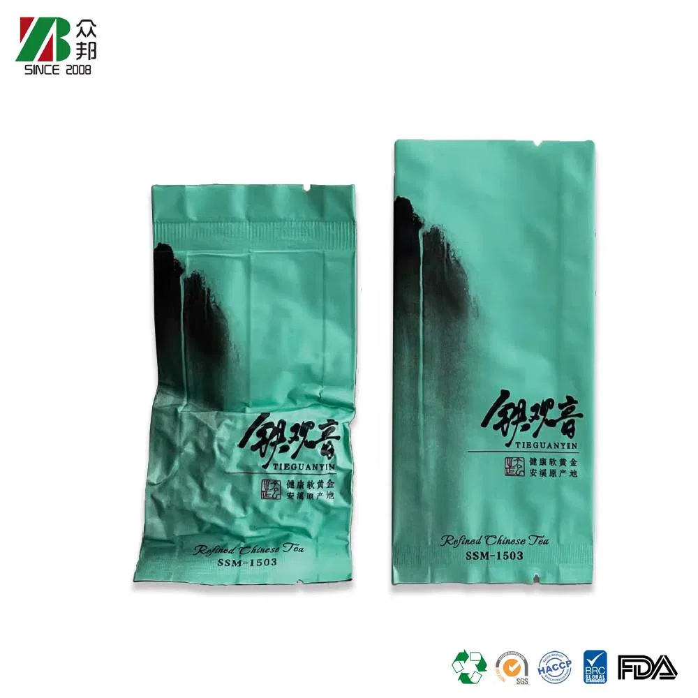 Bolsa de embalaje de alimentos de aluminio impresa personalizada para té negro y té verde, bolsa de sellado trasero tipo acordeón