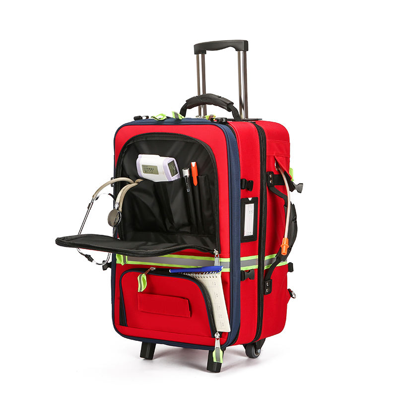Carro de Emergencia Médica para Doctores con Ruedas Mochila de Carro con Sección para Cilindro de Oxígeno