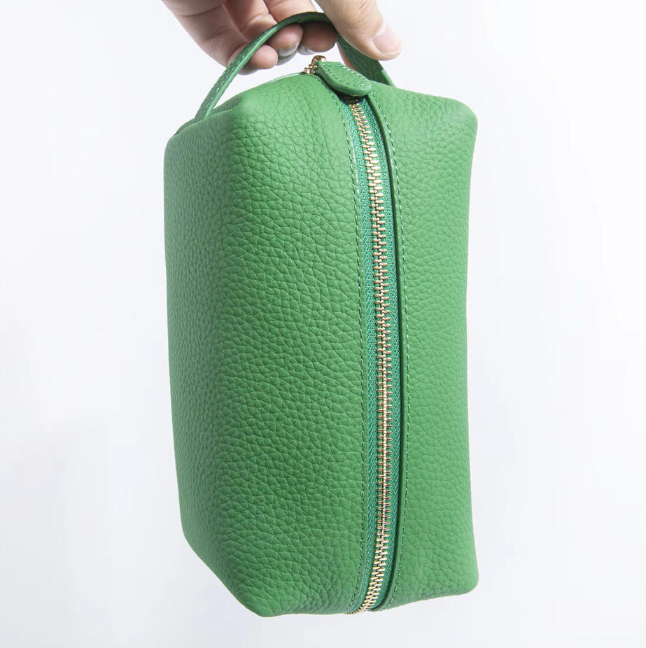 Neceser de maquillaje de cuero real personalizado, bolsa de maquillaje de moda, bolsa cosmética multifuncional para viajes, bolsa de aseo portátil (MFW3121)