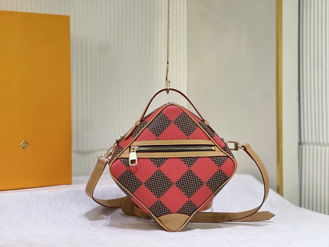 Bolso cruzado de ajedrez en forma de diamante mini con correa ajustable para cámara