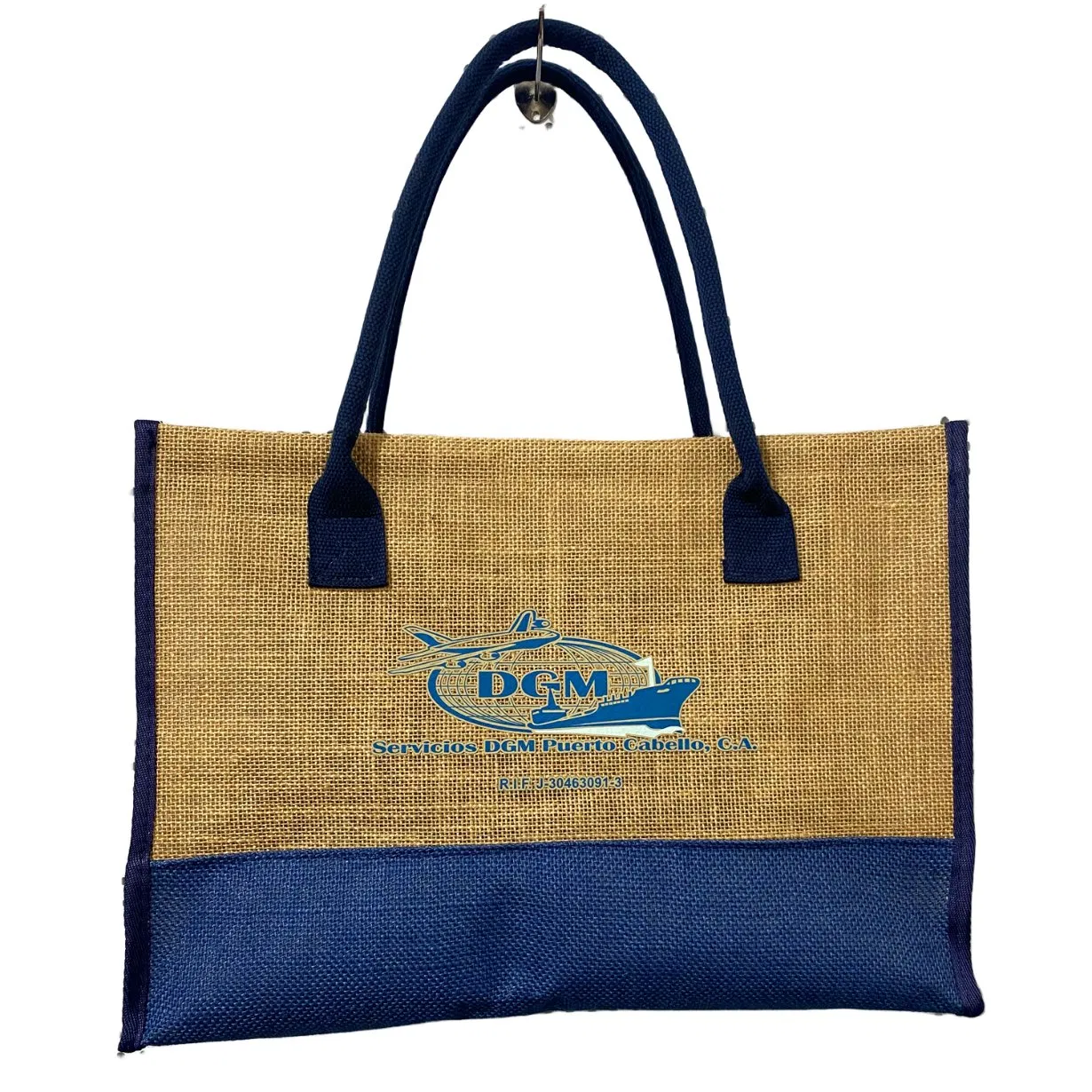 Bolsa de playa grande de yute de arpillera natural impresa personalizada al por mayor con cremallera