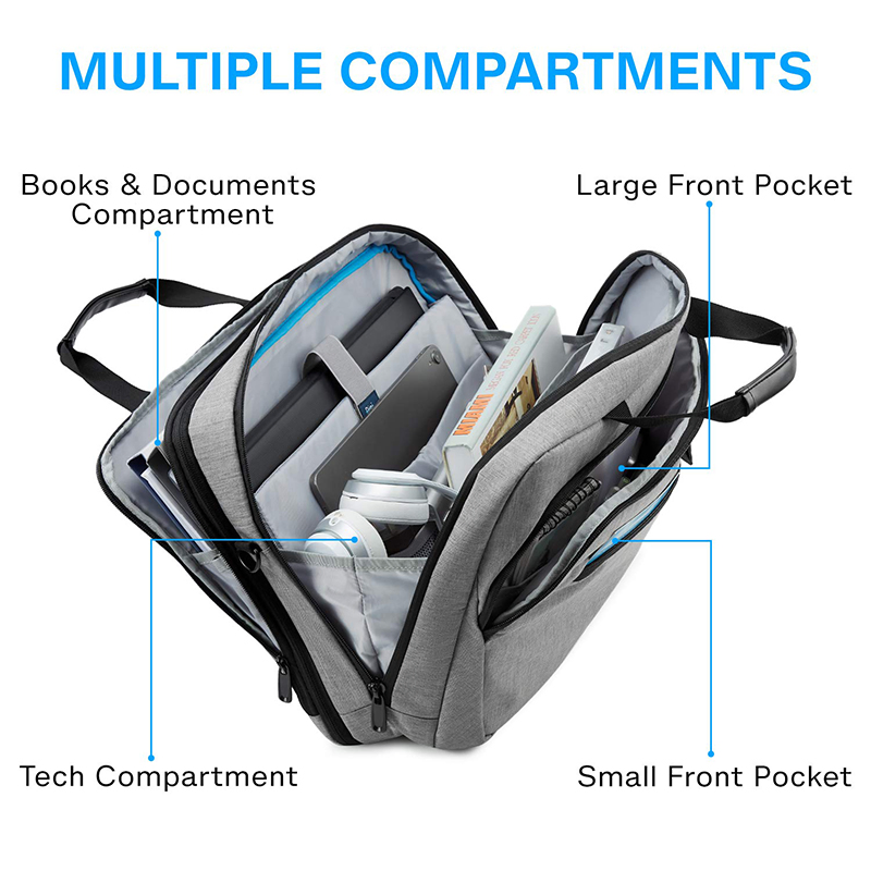 Bolsa de portátil expandible, maletín para computadora, bolsa de hombro para hombres y mujeres