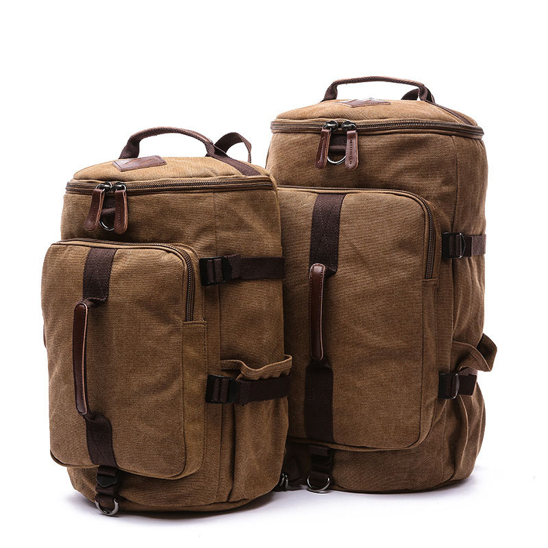 Mochila de lona tipo barril casual de moda para computadora portátil, mochila para escuela y universidad