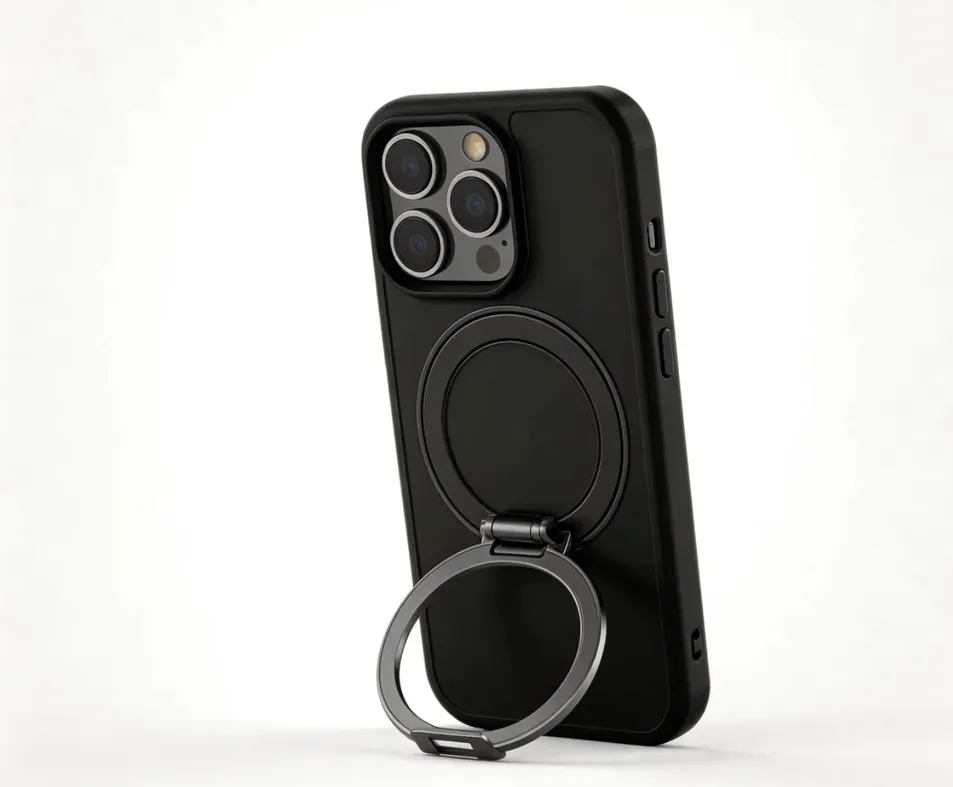 Funda de teléfono de aleación de aluminio TPU+PC con 360° soporte giratorio compatible con Magsafe