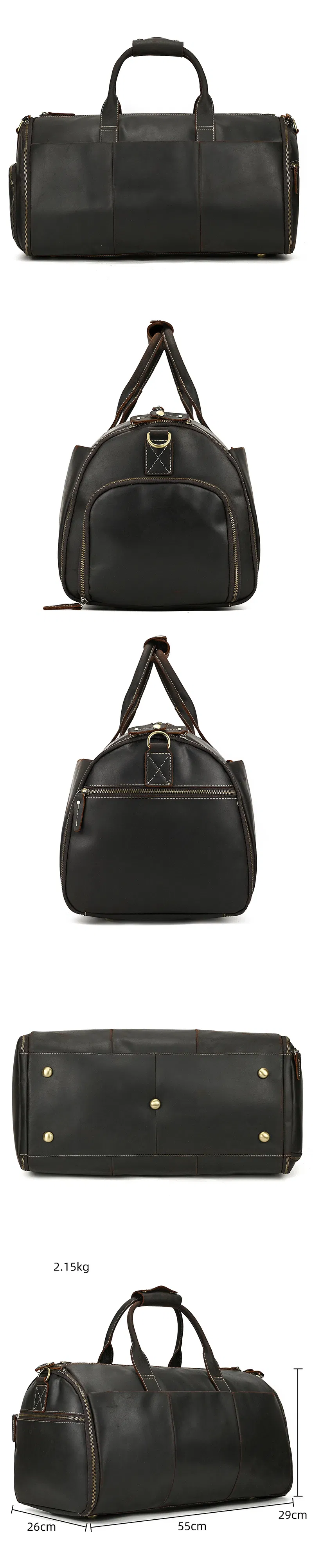 Detalle GA126 de bolsa de viaje cuero auténtico