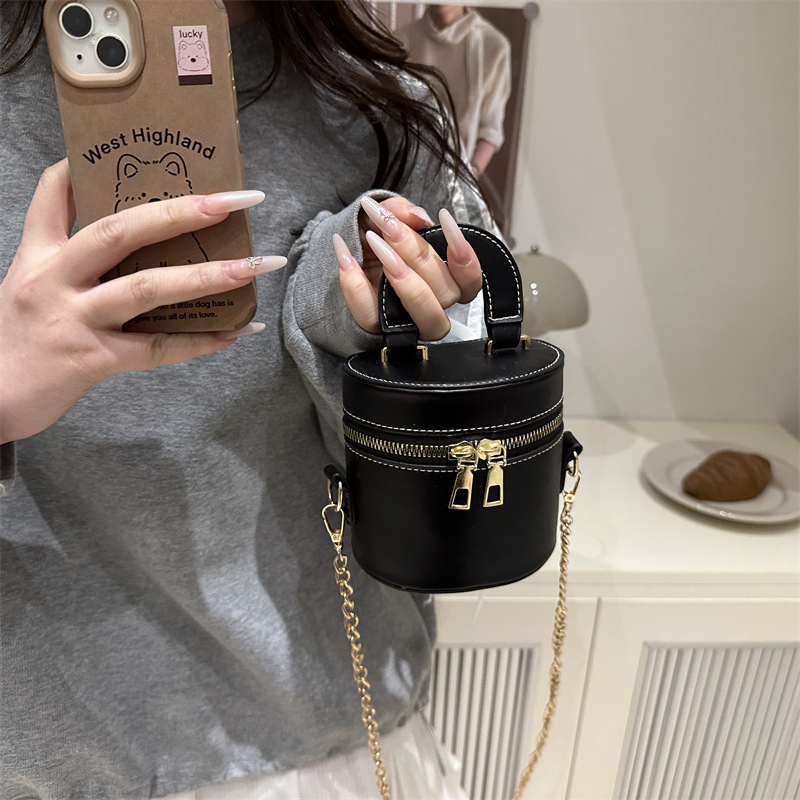 Bolsa de cubo de doble cremallera estilo coreano al por mayor para mujeres, 2026 nuevo estilo de verano, bolsa de hombro de lujo ligero, bolsa cruzada de cadena de moda