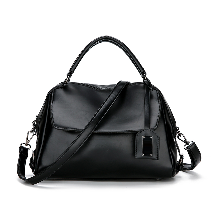 Nueva bolsa de médico de piel de aceite retro para mujeres; bolso grande S