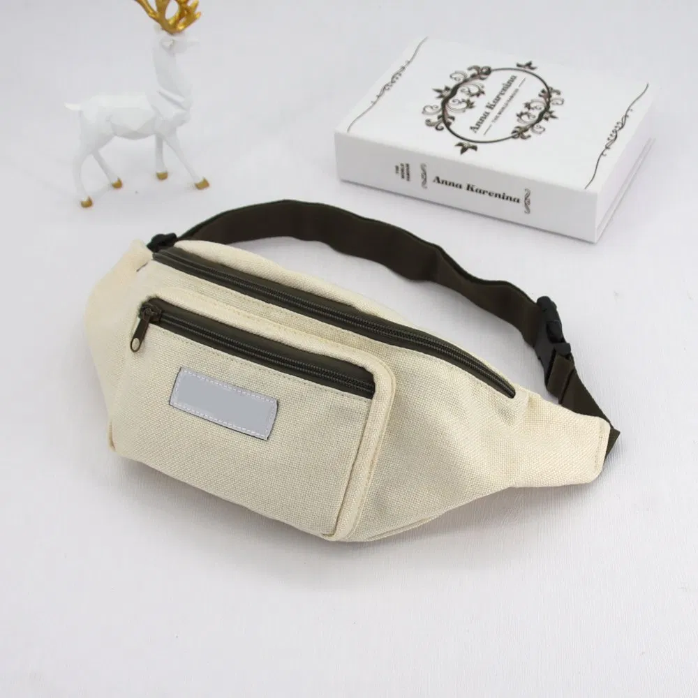 Promoción de Fanny Pack al por mayor, bolsa de cintura deportiva de yute impermeable, bolso cruzado personalizado