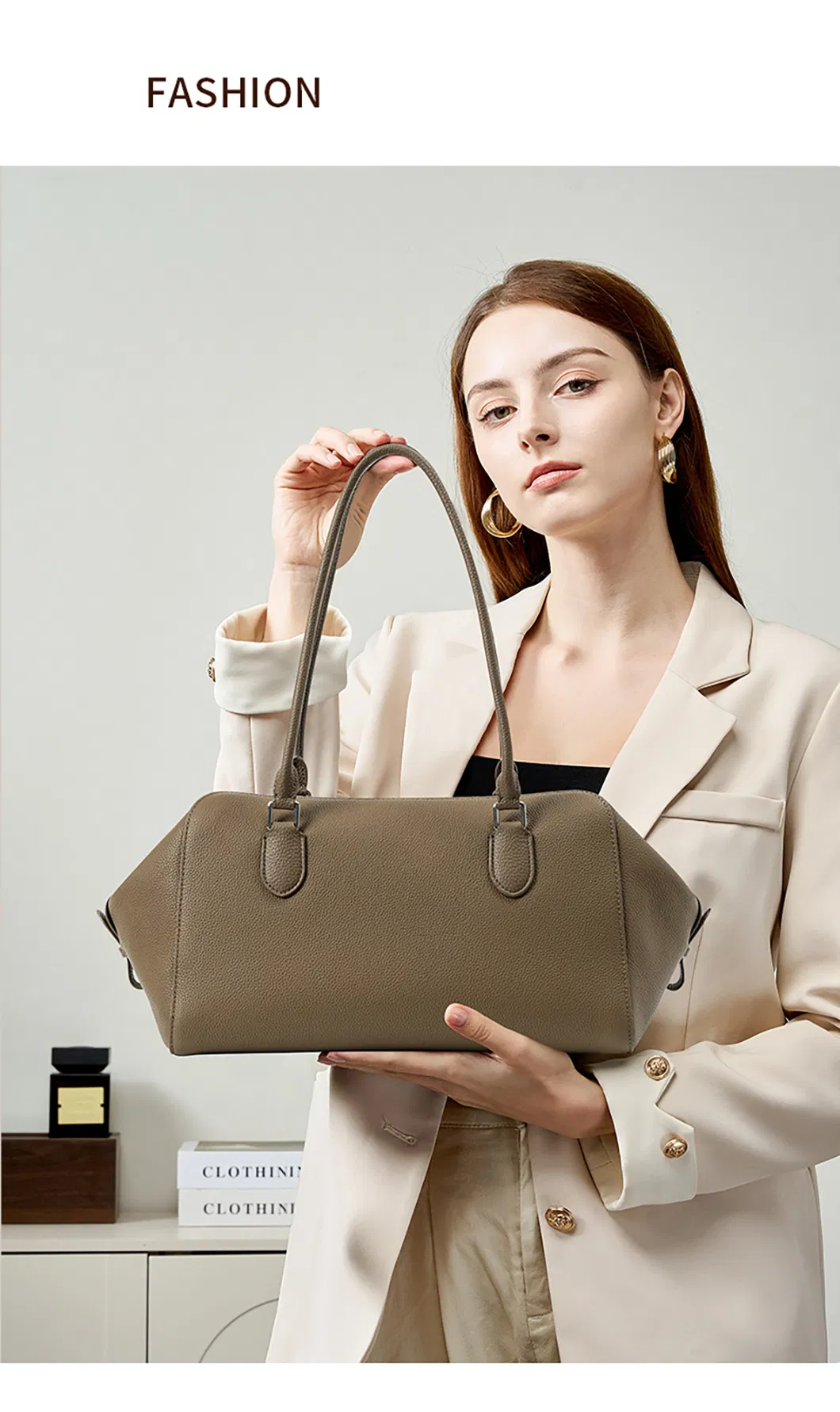 Bolso Baguette Avanzado de Moda de Cuero Genuino para Damas Bolso de Axila