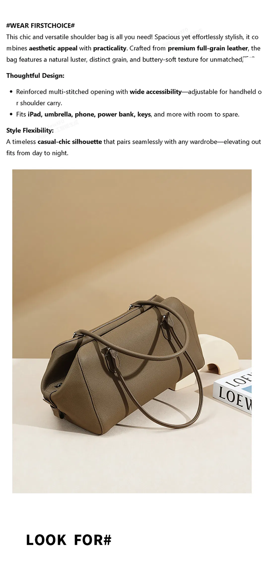 Bolso Baguette Avanzado de Moda de Cuero Genuino para Damas Bolso de Axila
