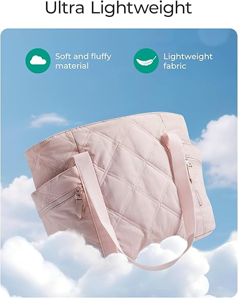 Bolso Tote para Mujeres, Bolsa de Trabajo Puffer con Cremallera, Esenciales de Viaje, Bolsa de Viaje Acolchada