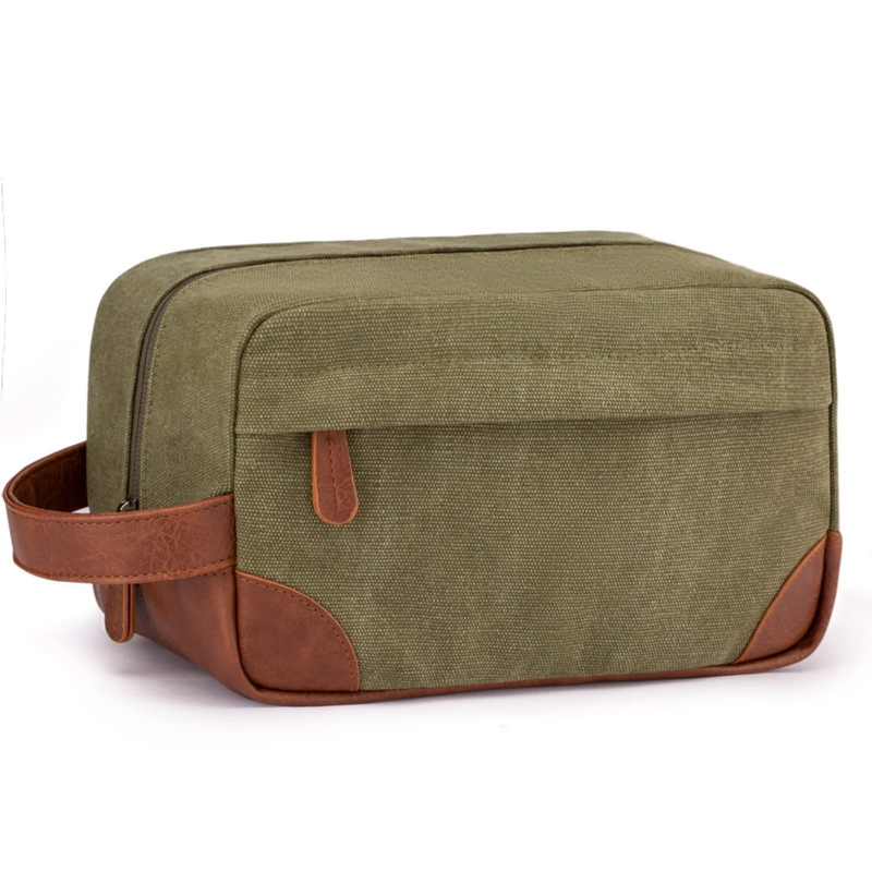 Bolsa de aseo de lona para hombres, fabricante OEM, organizador de artículos de baño de moda para llevar, colgar y viajar
