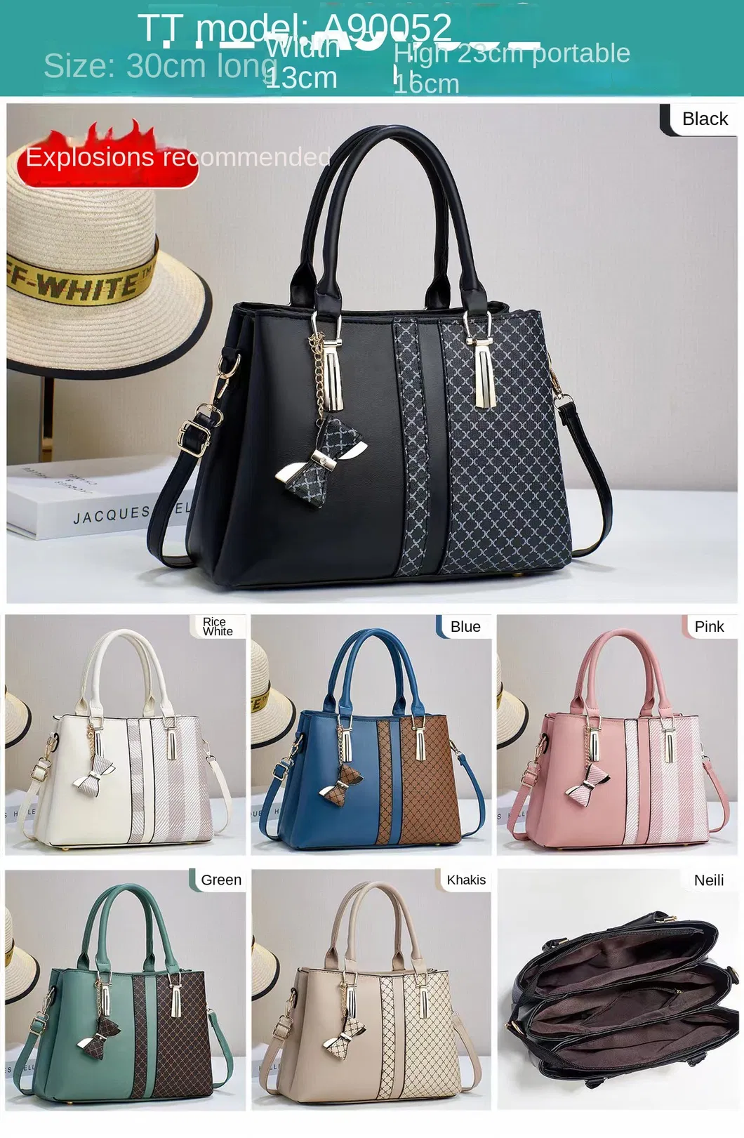Bolso de cubo para mujeres con gran capacidad y lazo de cuadros
