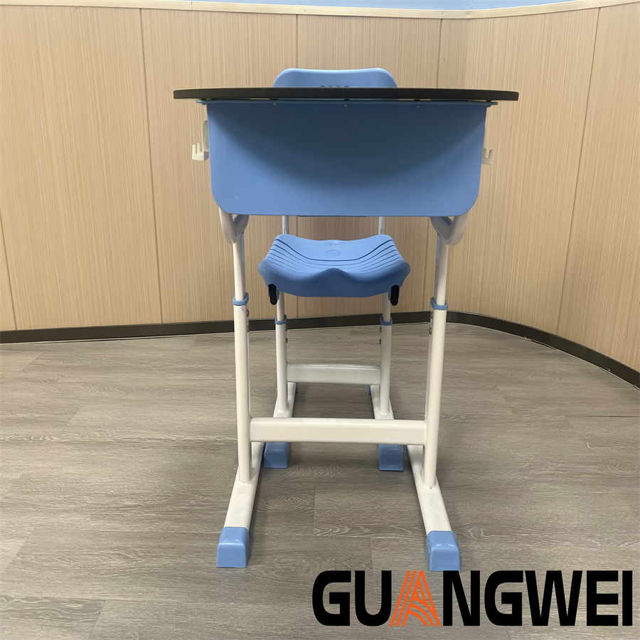 Conjunto de estudio lunar moderno - Escritorio de madera curvada + Asiento de plástico PP antideslizante