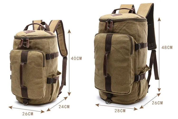Mochila de lona tipo barril casual de moda para computadora portátil, mochila para escuela y universidad