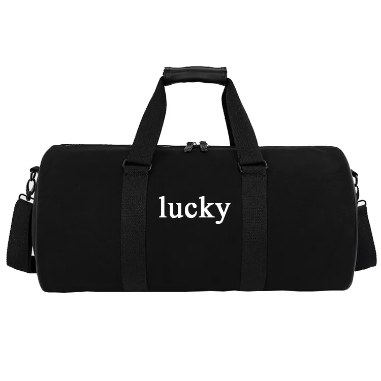 Bolsa de viaje de lona de gimnasio de cilindro de barril unisex de alta calidad y duradera, bolsa de fin de semana para mujeres