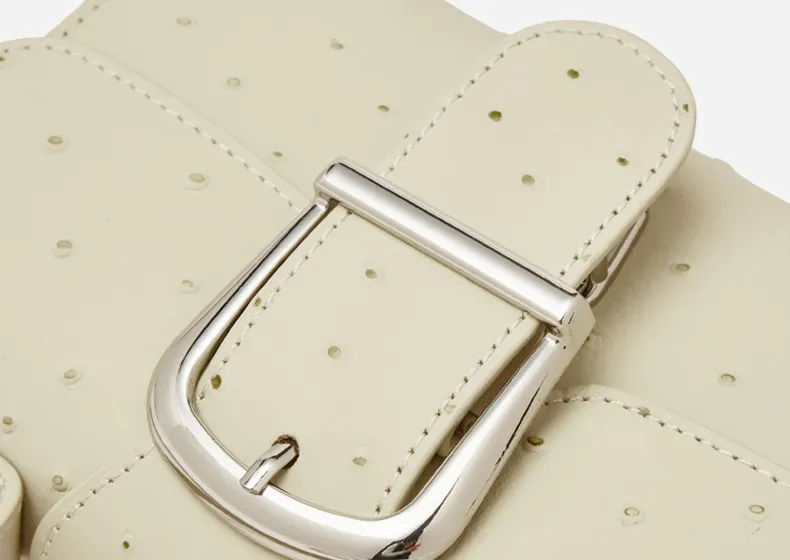 Nuevos bolsos de cuero de moda, bolso cuadrado pequeño y simple, bolso de hombro mensajero, patrón de avestruz, bolso de médico, bolso con hebilla de herradura
