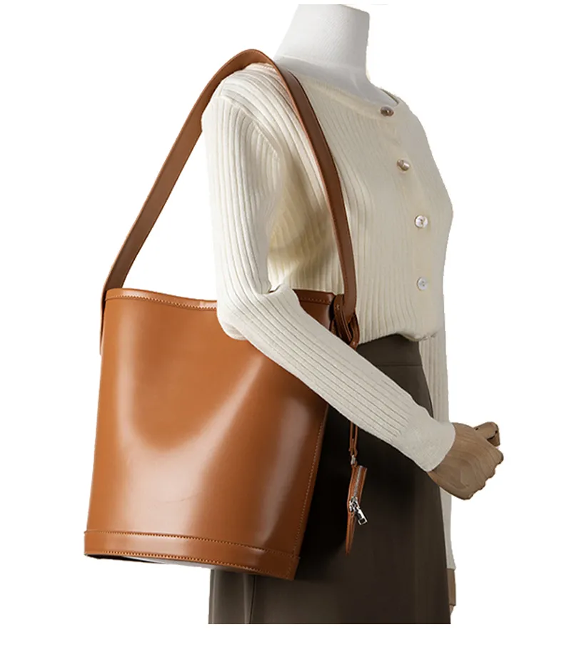 Bolsas Hobo para Mujeres Bolsa de Cuero Vegano Bolsos Tipo Cubo Bolso de Hombro Minimalista Gran Capacidad Bolsa Tote Clásica