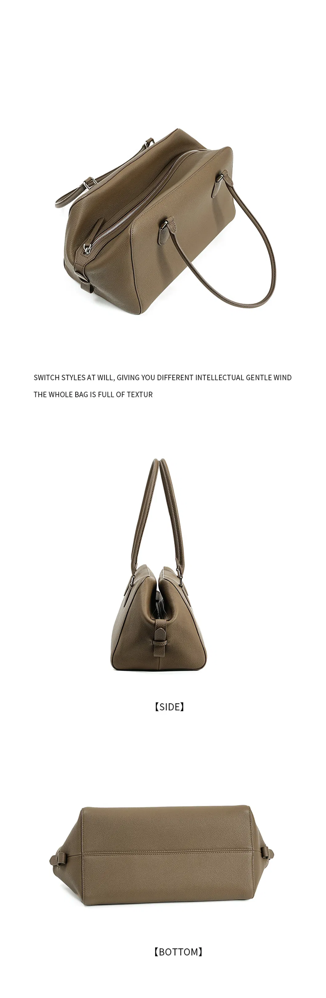 Bolso Baguette Avanzado de Moda de Cuero Genuino para Damas Bolso de Axila