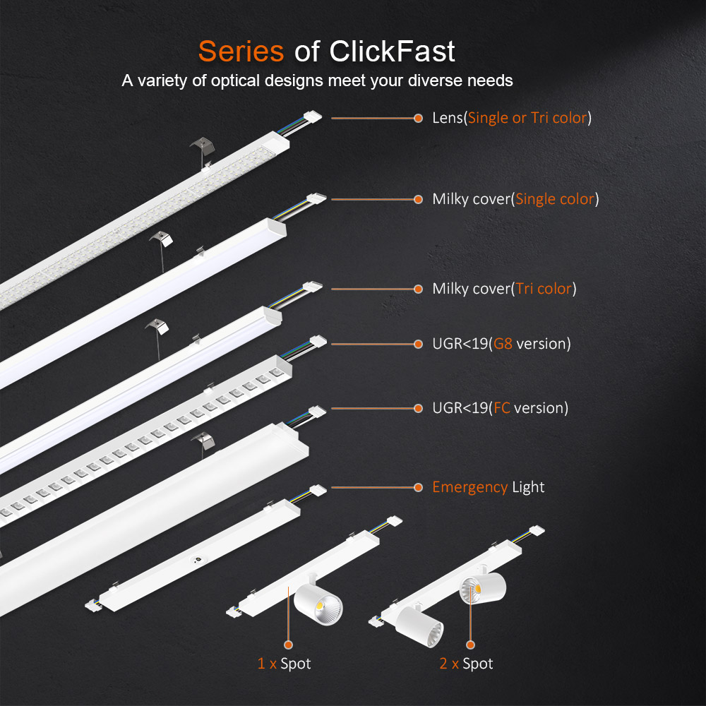 ClickFast LED Retrofit Kit For Existing Trunking Rails 5ft 7ft Aluminium Linear Light Manufacturer