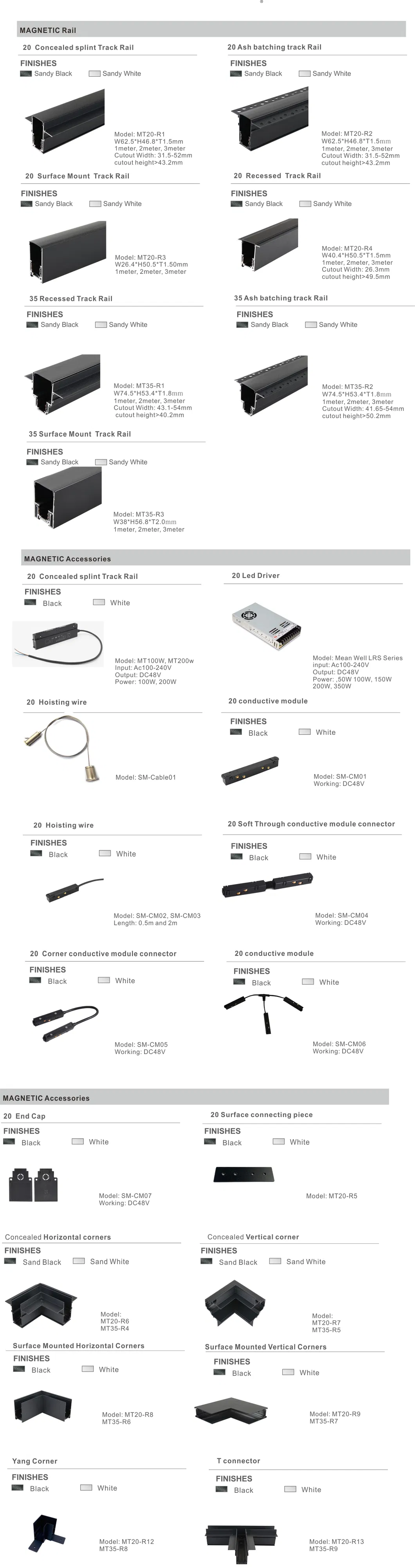 Commercial White Black Magnetic Track Rail System Aluminum Smart Adjustable 48V Magnetic LED Track Lighting