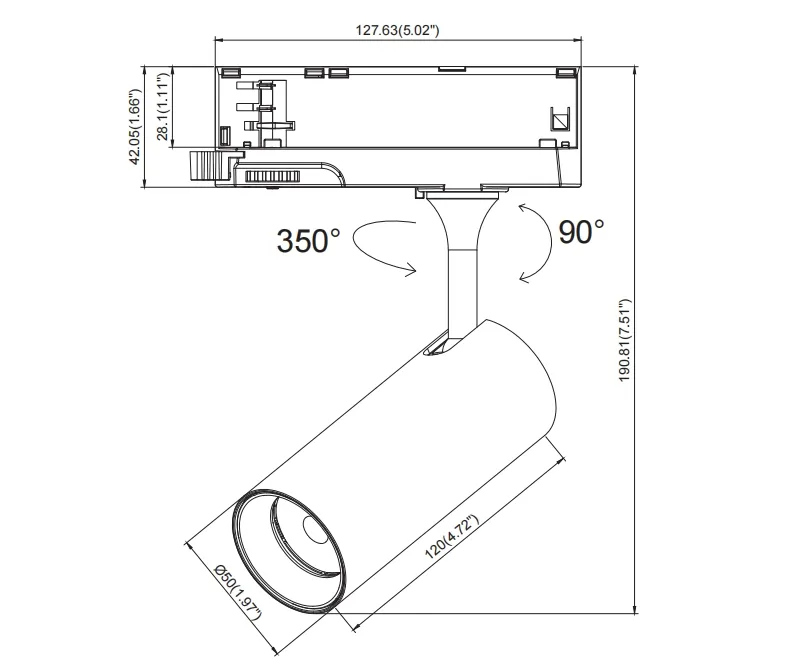 Indoor Energy-Efficient Track Light 15W Commercial Track Spotlight Indoor LED Lighting
