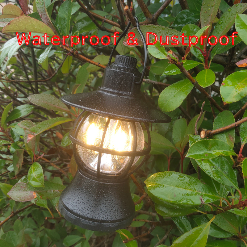 Portable Battery Operated LED Lantern Outdoor Camping ABS Body White/Black Tungsten Filament Emergency Searchlight IP65 Rated
