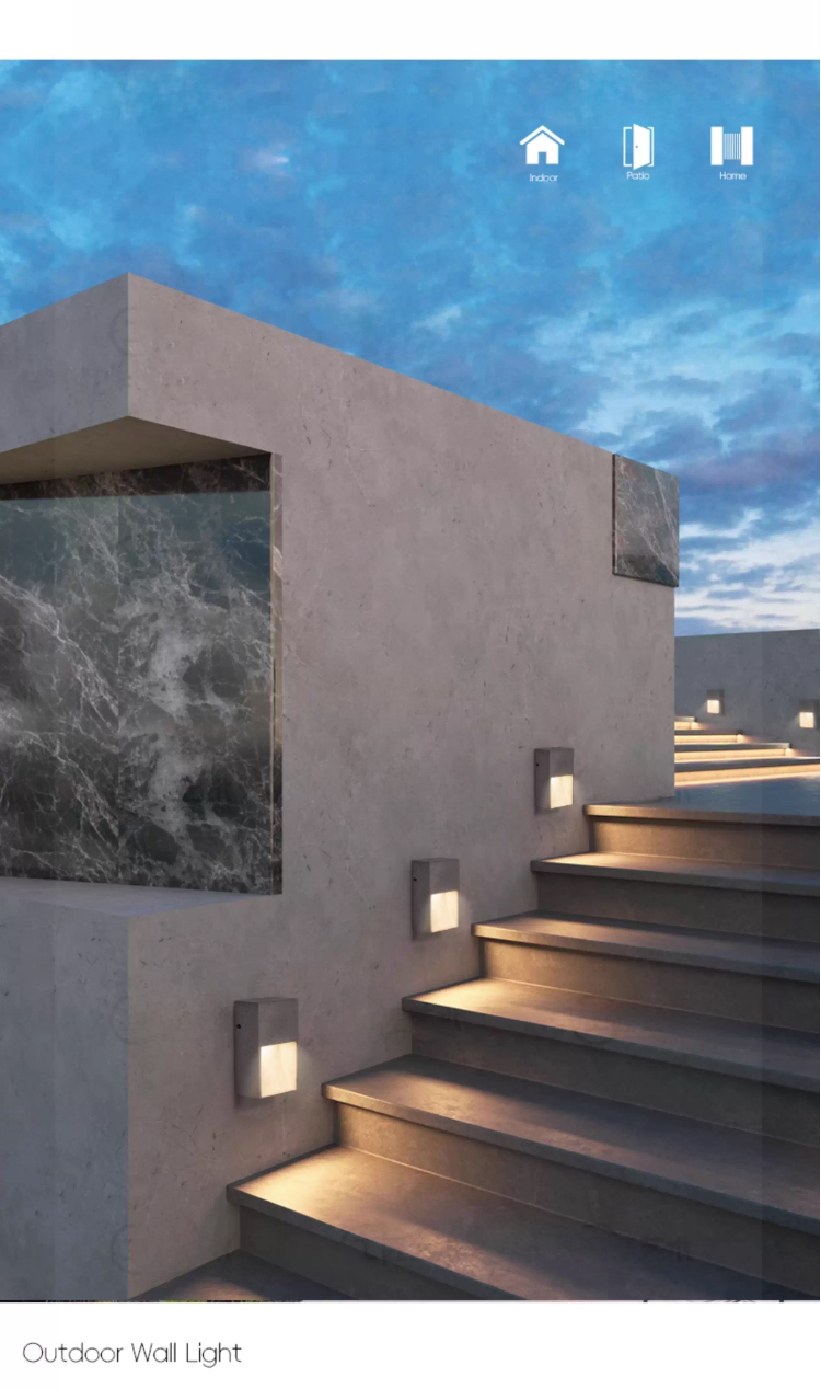 Factory Custom Square Cement Outdoor Wall-mounted Step Light Architectural Outdoor Wall Light Outdoor Pathway Wall Light