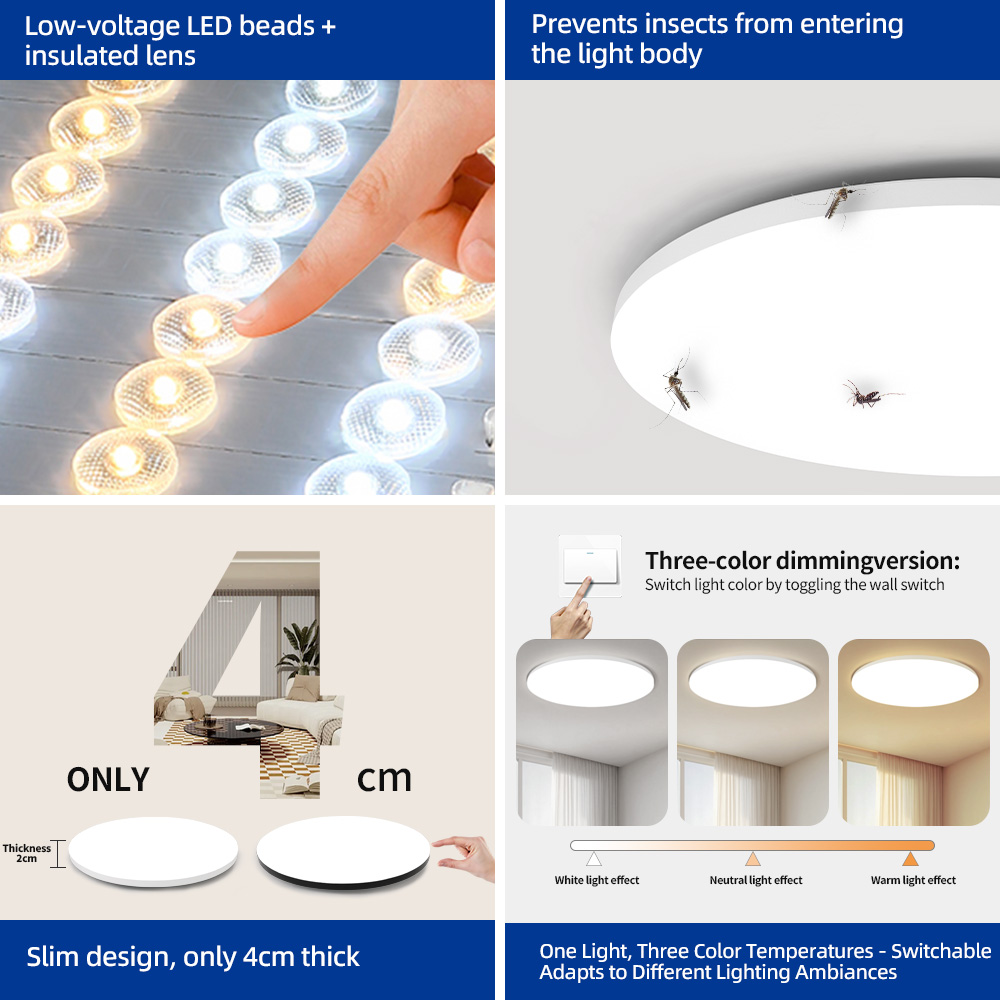 Modern AC220V Square LED Ceiling Panel Light Lamp Black Body White Color Square LED Ceiling Lights Dingdian LED NEW for Home
