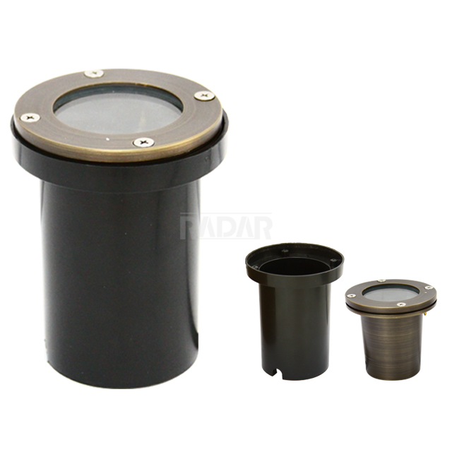 Low Voltage 12V 24V MR16 Flat Top in Ground Lighting Cast-brass Underground Light With Plastic Box for Garden Light