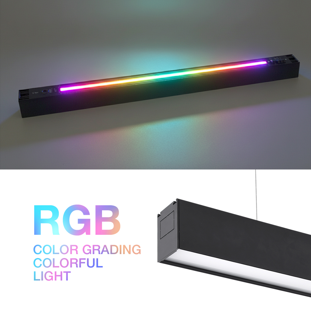LONYUNG Customized ETL CE Smart RGB Linear Hanging Light Project 0-10V CCT Dimmable Aluminum up and Down Pendant Linear Light