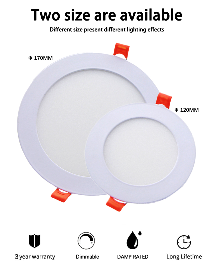 ETL 3Ct 5Ct Modern Aluminum LED SMD2835 Panel Ceiling Light Downlight with Junction Box IP44 Rating for Home Office AC100-277V