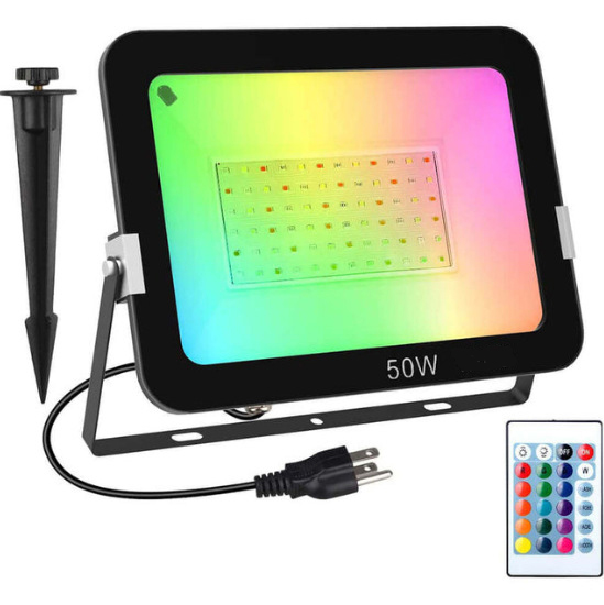 High Quality Outdoor Aluminum AC 16-Color RGB LED Flood Light Remote Control IP66 Rated TuyaFlood 30W/50W/100W 60 Beam Angle