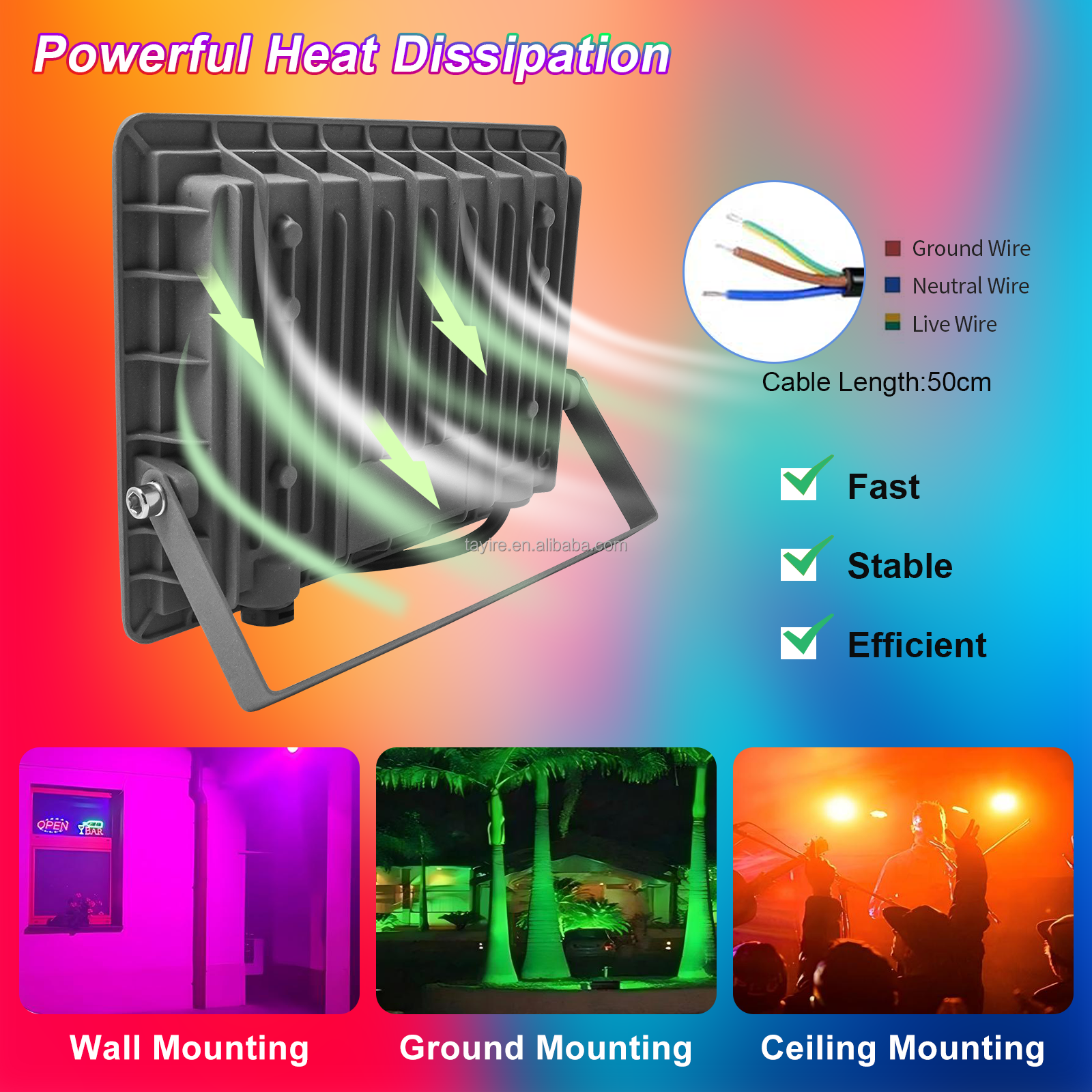 Ambient Party 100-240V RGBCCT IP66 Aluminum Led Floodlights Color Changing App Control Outdoor Landscape Spotlight Smart Home