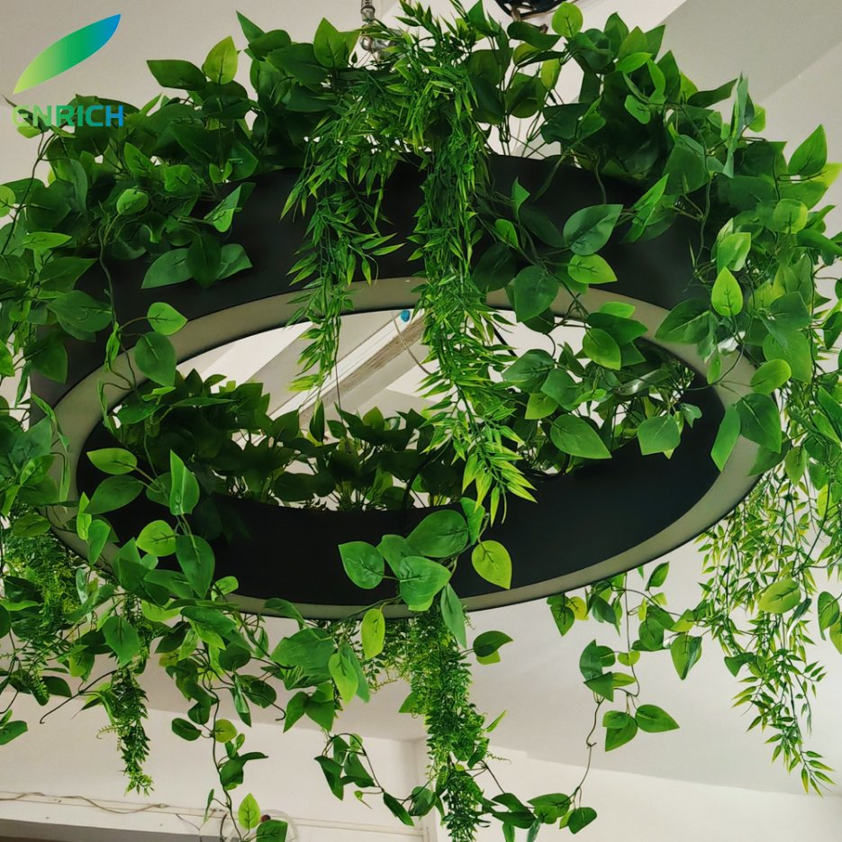 Circular LED Pendant Light for Projects with Simulation Green Plant