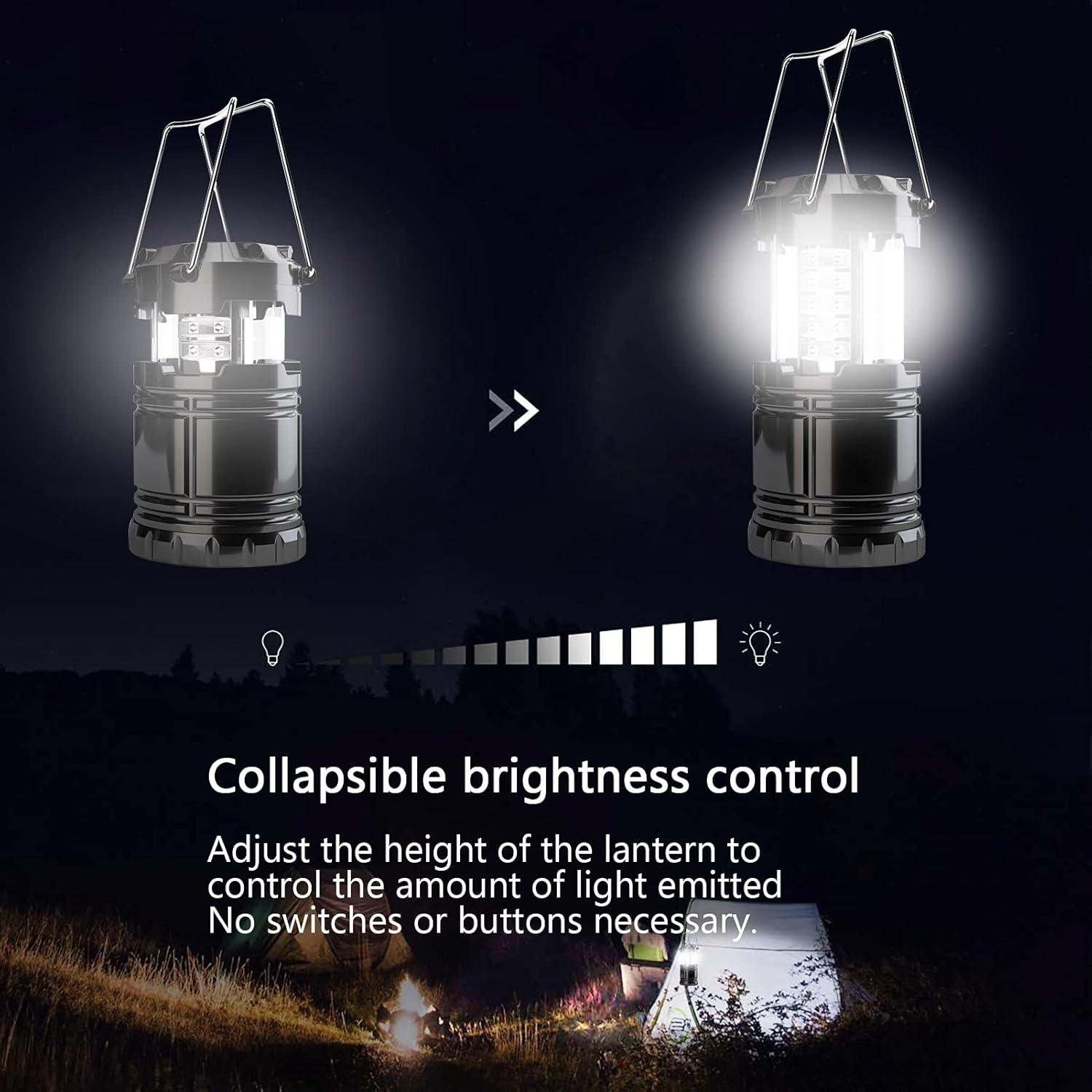 1 Pack IPX4 Waterproof LED Camping Lanterns Brightness Adjustable Survival Lights For Home Emergency Hiking Power Outages