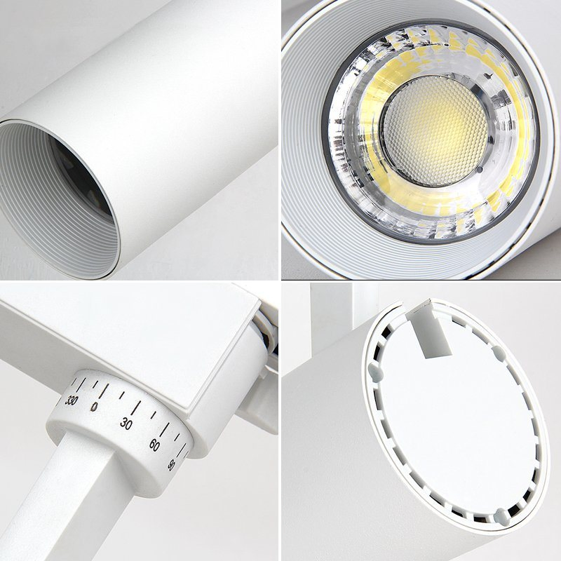 Black and White 10W 20W 30W LED Track Lights High Lumen Ra80 COB Spot Light LED Track Lighting Housing 4 Wire No Flicker
