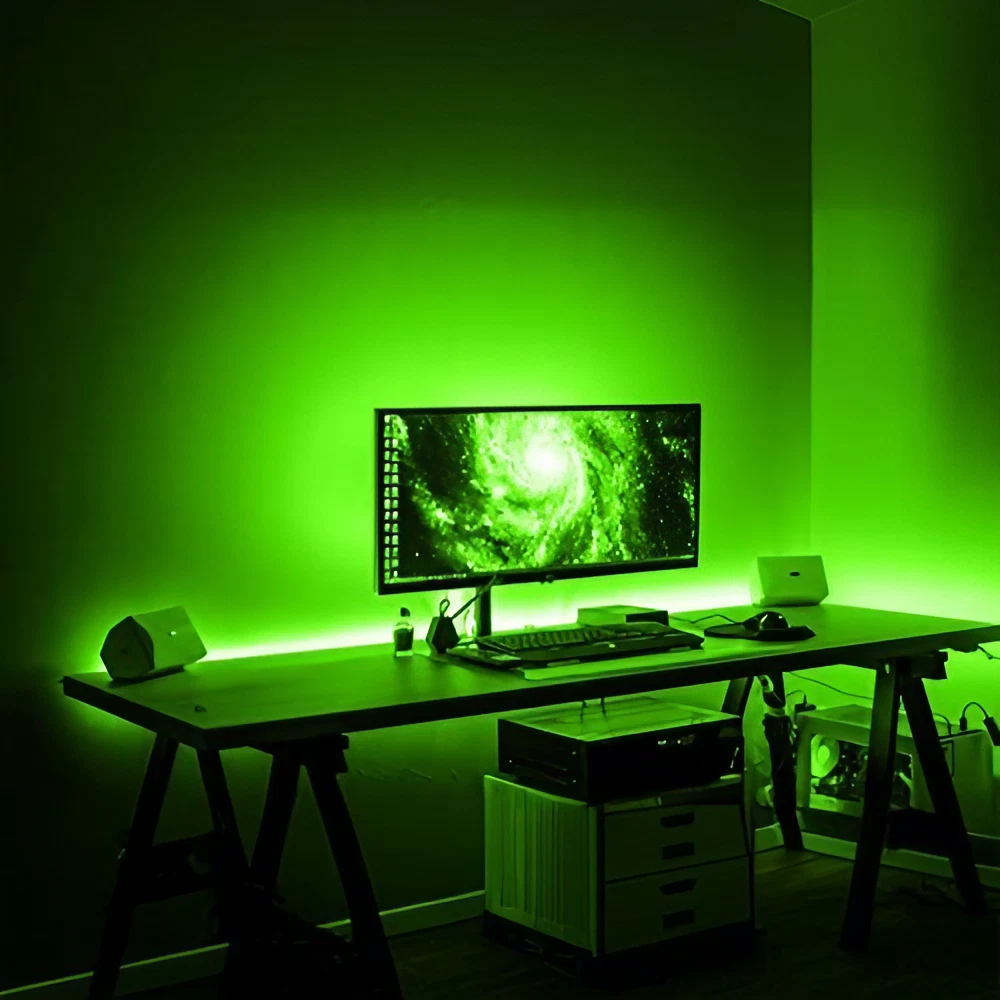Green RGB Neon LED Strip Lights, Dimmable Flexible Rope Lights Cabinet Lights For Indoor Outdoor Party DIY Crafts