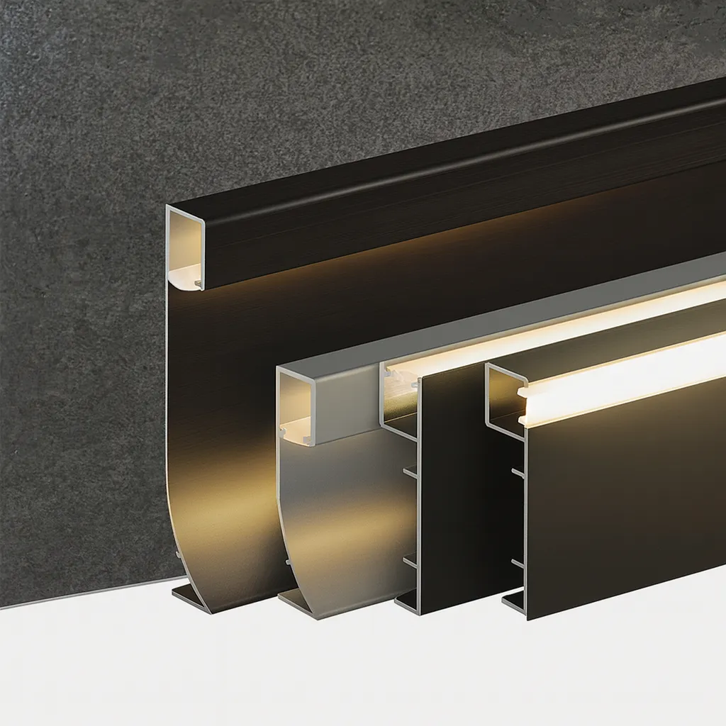 LED Aluminum Baseboard Trim Light Channel Recessed Wall Skirting Board Profile For Apartment Hotels Indoor Easy Installation