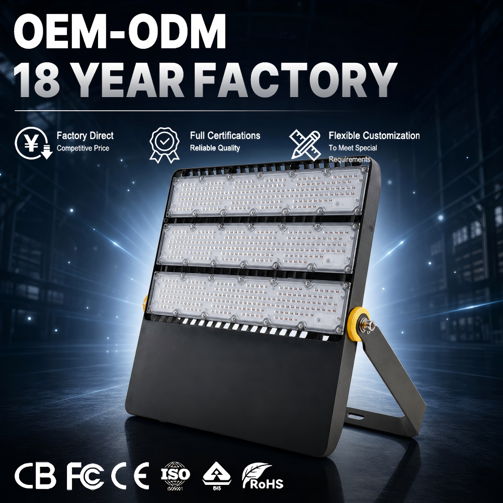 Outdoor IP65 High Mast Flood Light 240W-480W Bridgelux SMD Die-casting Aluminum 5-Year Warranty Sports Stadiums ROHS Certified