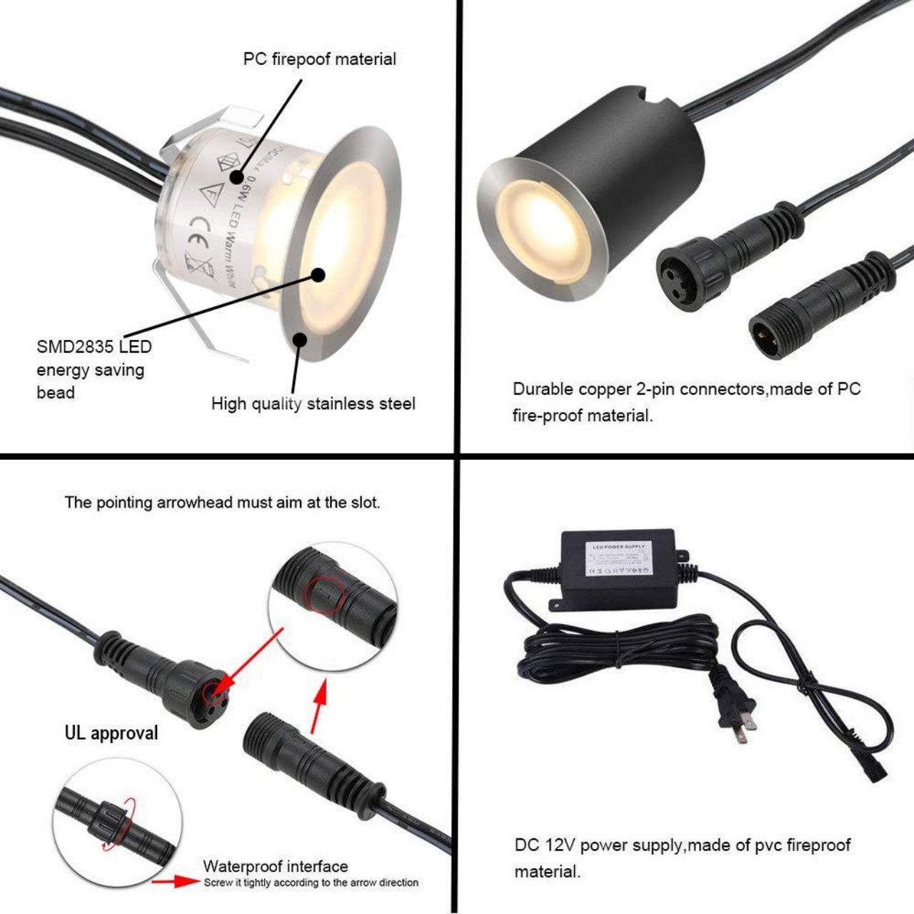 IP67 Waterproof 12V Low Voltage in Ground Outdoor LED Landscape Lighting Recessed LED Deck Light Kits