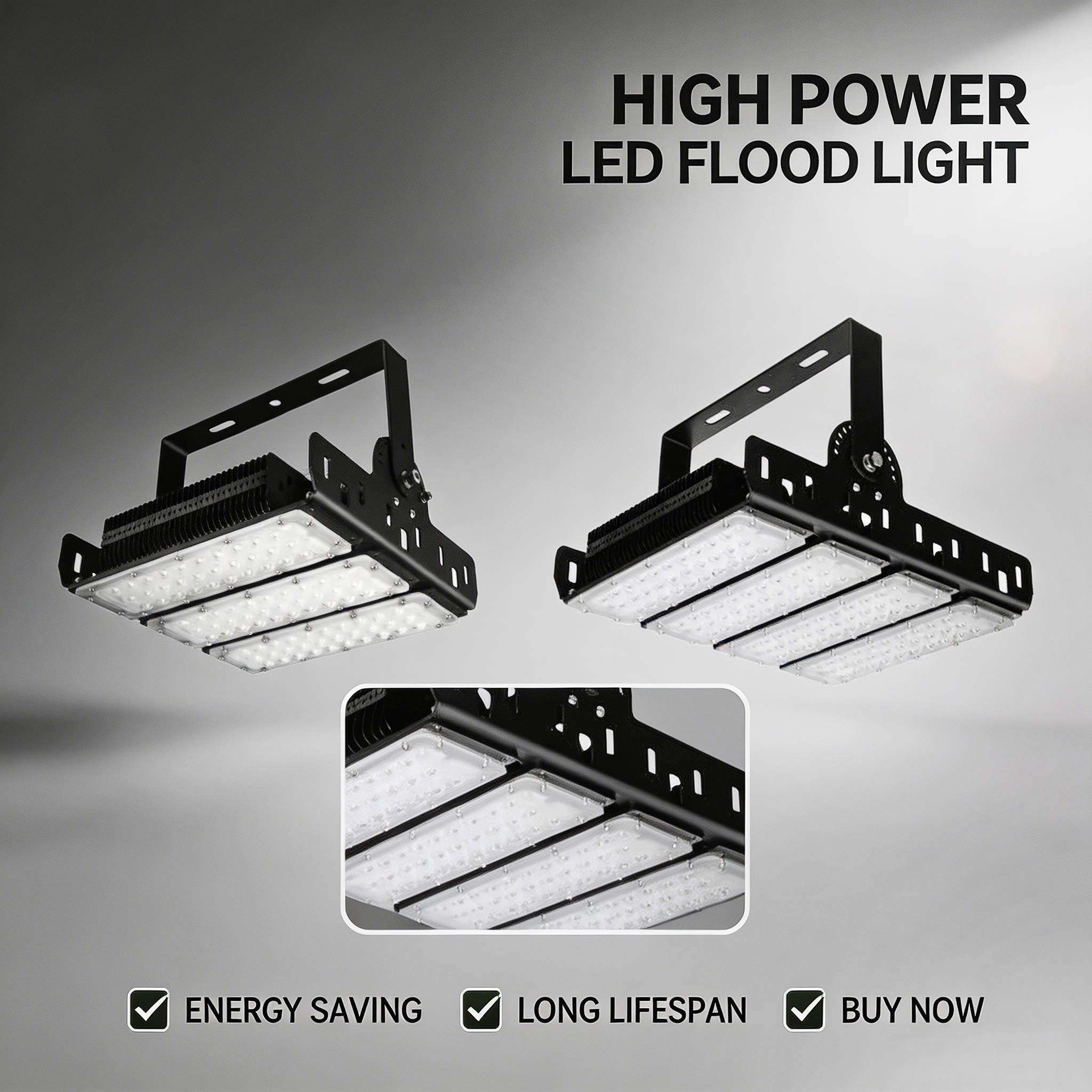 High-Pole Stadium LED Floodlights Ultra-Bright Warm White Aluminum High-Voltage Module Waterproof IP66 Tunnel Lighting