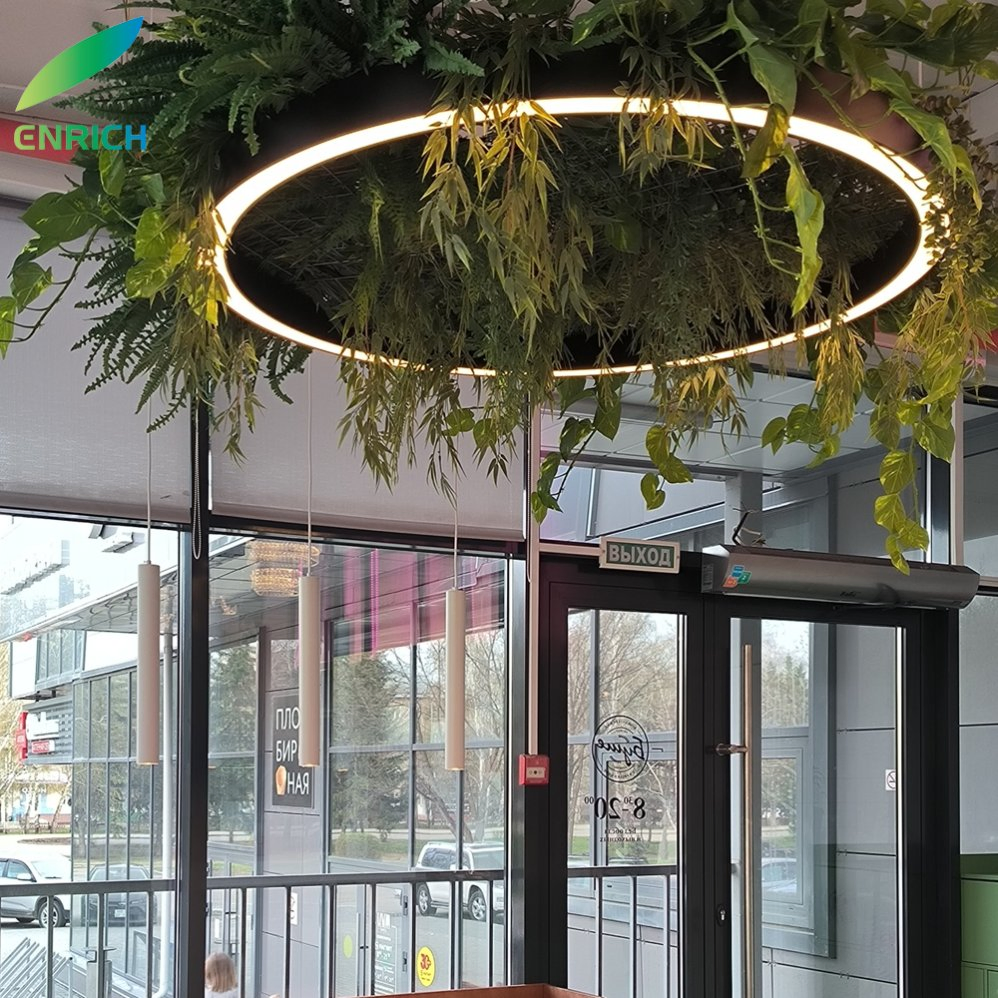 Circular LED Pendant Light for Projects with Simulation Green Plant