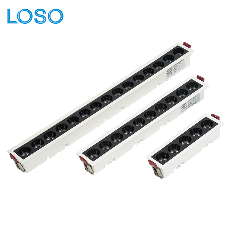 LOSO New Design Indoor Office Store Home Aluminum 10W 20W 30W Recessed LED Linear Grille Light