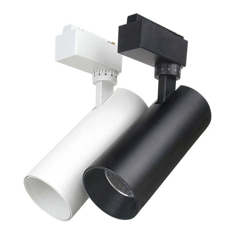 Black and White 10W 20W 30W LED Track Lights High Lumen Ra80 COB Spot Light LED Track Lighting Housing 4 Wire No Flicker