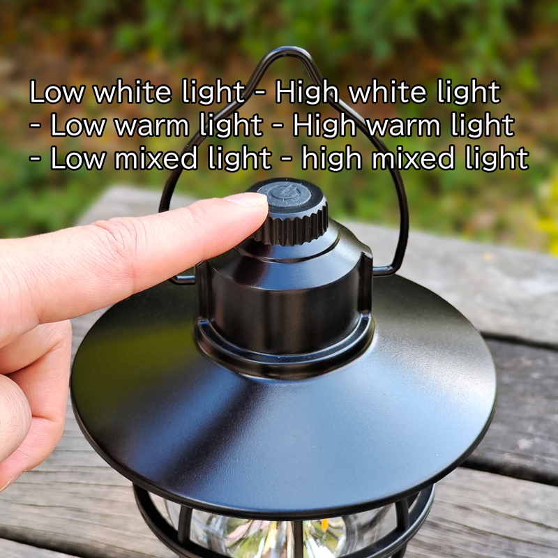 Portable Battery Operated LED Lantern Outdoor Camping ABS Body White/Black Tungsten Filament Emergency Searchlight IP65 Rated