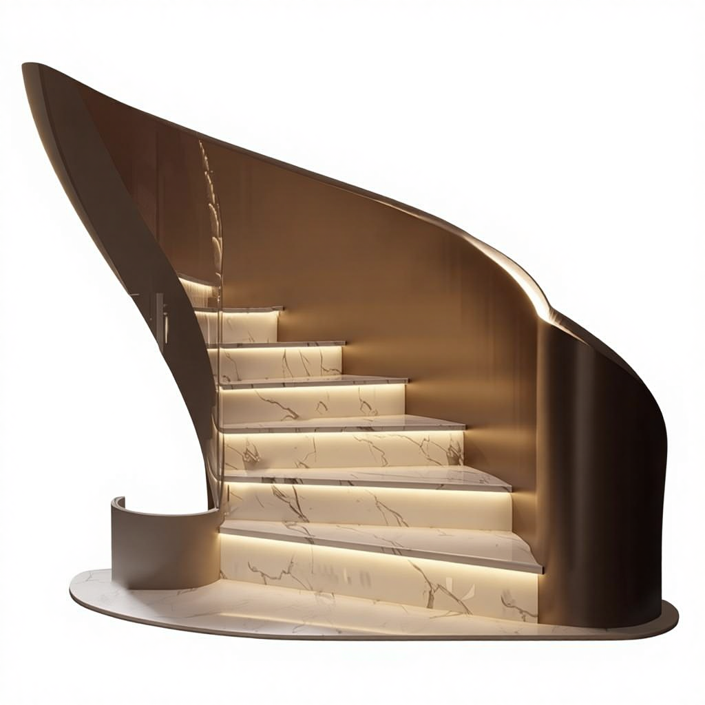 Custom Aluminum Hotel/Restaurant Staircase Step Light COB LED APP Control Dimmable 12W Water Design 3000K-6000K Color Temp CRI80