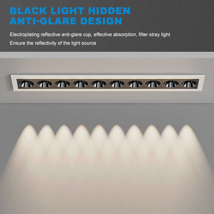 LOSO New Design Indoor Office Store Home Aluminum 10W 20W 30W Recessed LED Linear Grille Light