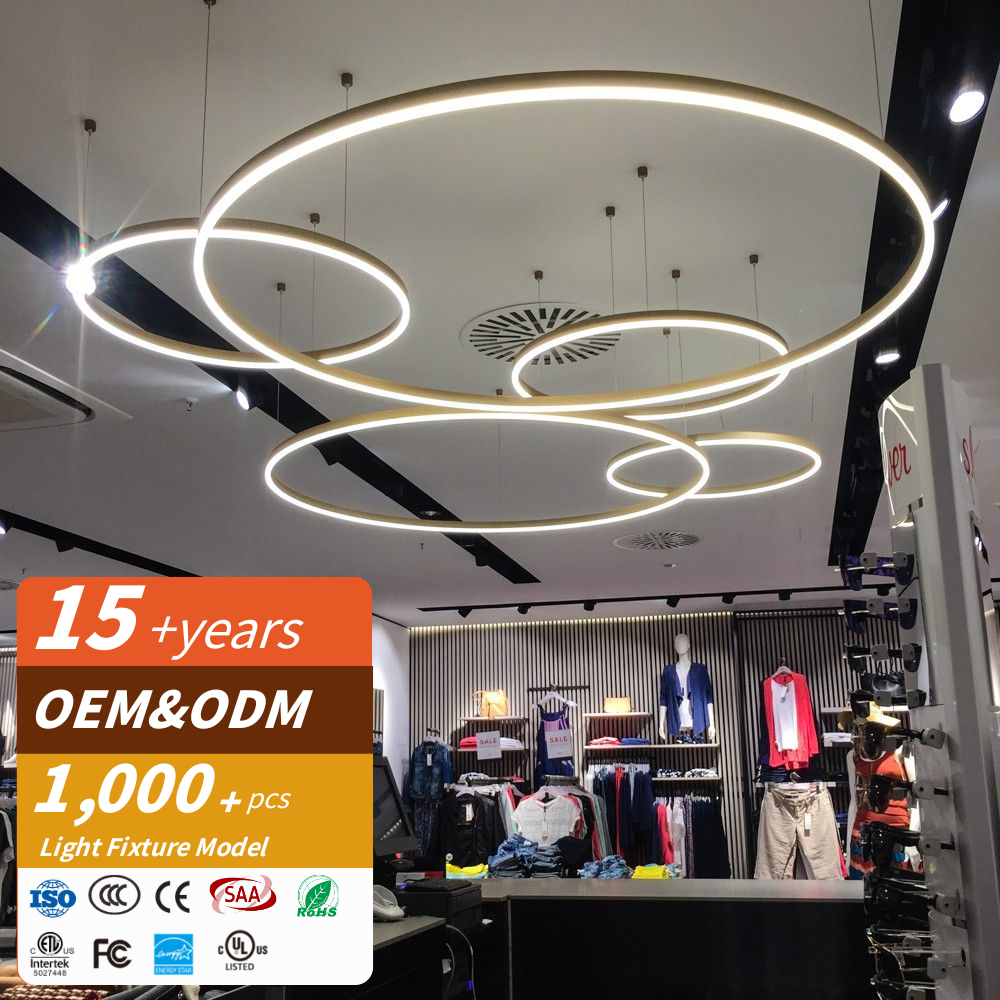 RONSE Modern High Quality Aluminum Profile LED Hanging Linear Light 5-Year Warranty Dimmable 5000K Daylight Custom Sizes IP20