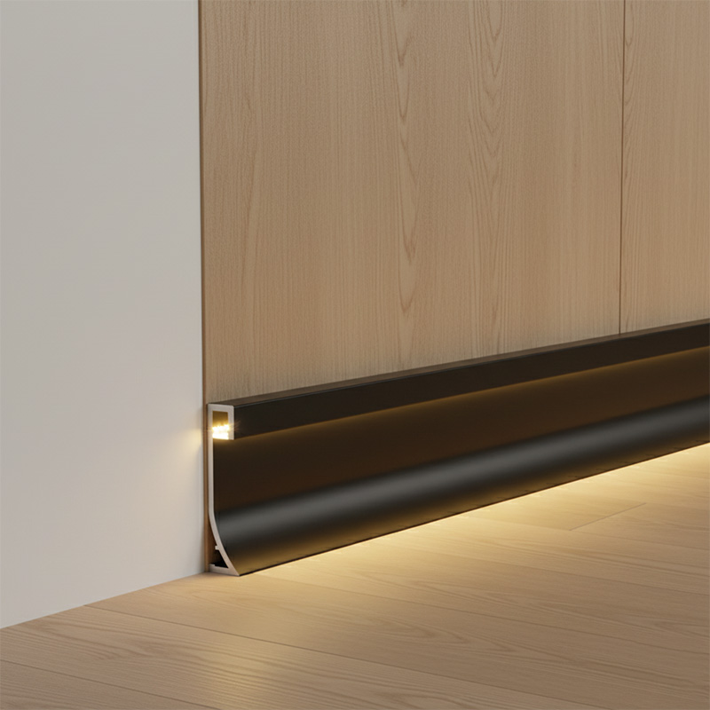 LED Aluminium Profile Skirting Board Line Strip Light Modern Black White Indoor Lighting for Home Wall Decor, Hotel Bar